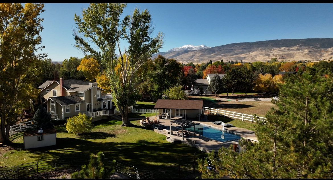 Redeemer Ranch in autumn with the Sierra behind